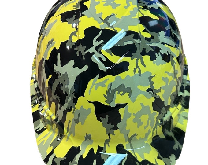 Custom Hard Hat Yellow Urban Camo Ridgeline Cap Style