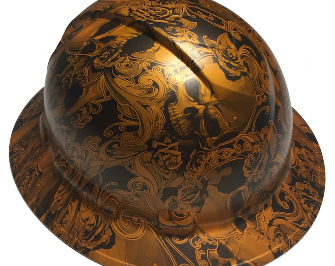 Custom Hard Hat HOK Sunset Pearl Filigree Skulls Full Brim Ridgeline