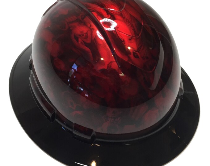 Custom Hard Hat Kandy Red Beauties and Demons W/ Black Brim