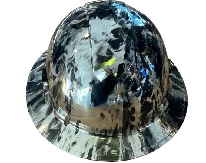 Custom Ridgeline Full Brim Hard Hat Chrome Flames