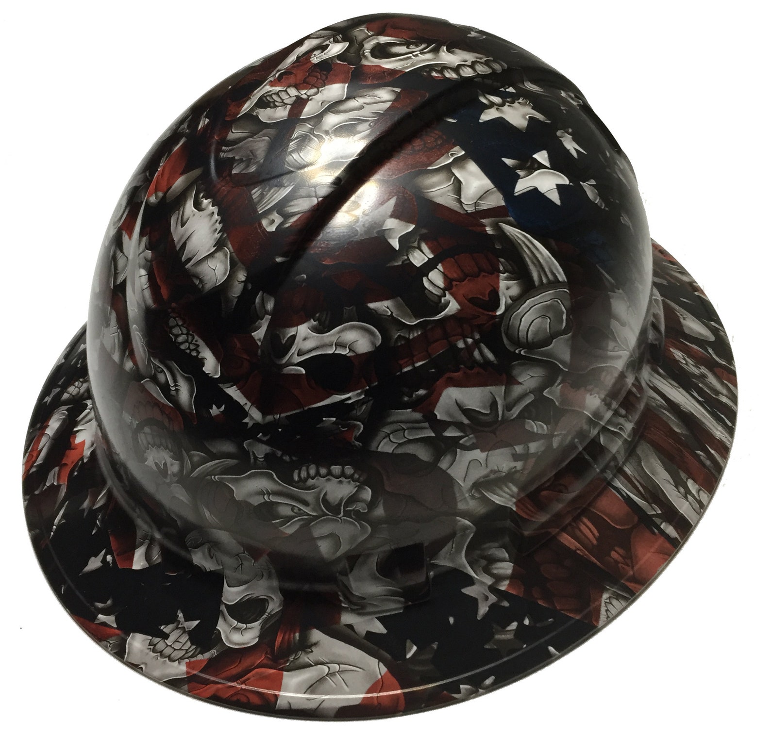 Custom Hard Hat American Flag Insanity Skulls Full Brim Etsy