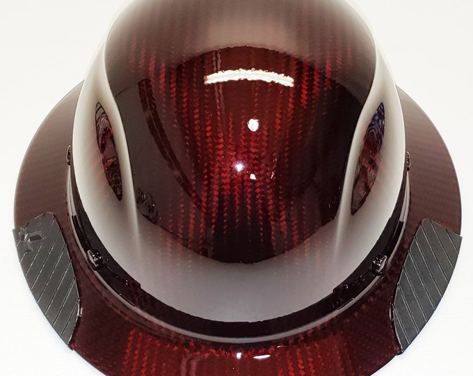 Custom Translucent Red Lift DAX Carbon Fiber HDC-15KG Full Brim HardHat