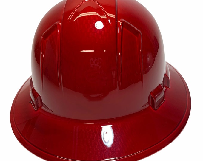 Custom Hydro Dipped Red Carbon Fiber Hard Hat Ridgeline Full Brim