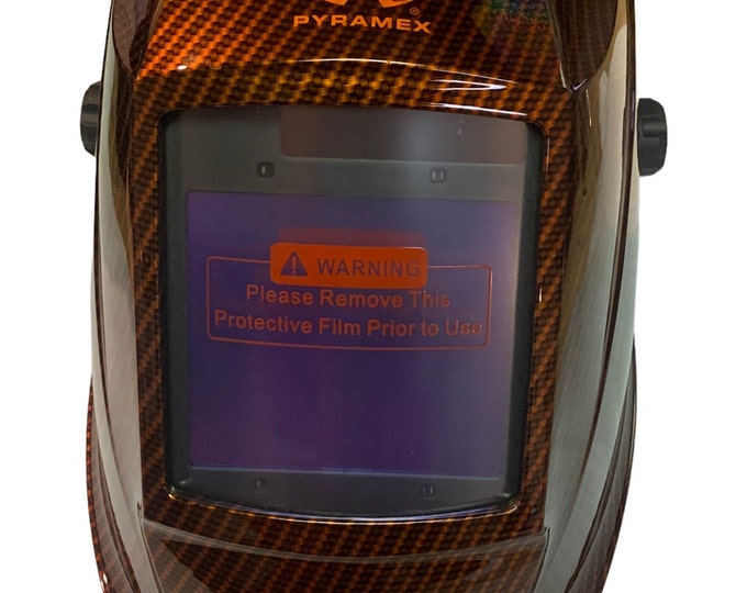 Custom Hydro Dipped Welding Mask Pyramex WHAM30 Series Auto Dark Kandy Orange Carbon Fiber