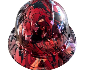 Custom Ridgeline Full Brim Hard Hat Chrome Kandy Red Center Graffiti