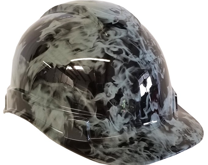 Hard HAt Ridgeline Cap Style Custom Light Gray Flames