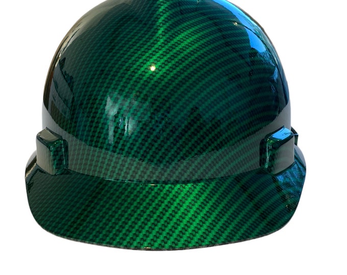 Hard Hat MSA V-Gard Cap Style Custom Hydro Dipped Kandy Green Carbon Fiber