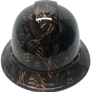 Custom Hydro Dipped Hard Hat Ridgeline Full Brim Copper Metallic Negative American Flags