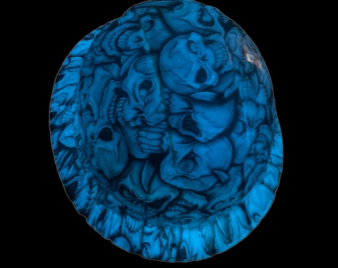 Hydro Dipped Hard Hat Custom White to Blue Glow in The Dark Insanity Skulls Full Brim Ridgeline