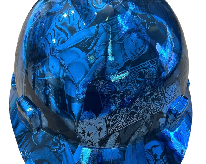 Hard Hat MSA V-Gard Cap Style Custom Chrome Kandy Blue Naughty Boy