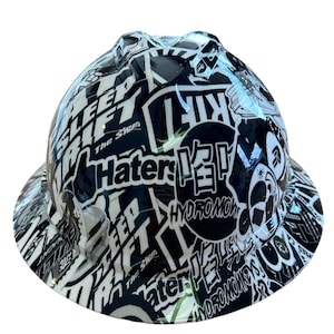 Custom Hydro Dipped White Drifter MSA V-Gard Full Brim Hard Hat