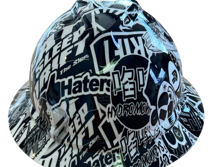 Custom Hydro Dipped White Drifter MSA V-Gard Full Brim Hard Hat