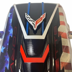 2020-2024 C8 Corvette Engine Cover Stars and Stripes w corvette Red letters
