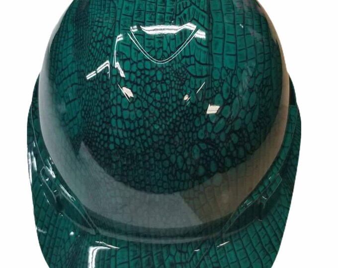 Custom Hydro Dip Hard Hat Ridgeline Cap Style Custom Dark Green Snake Skin
