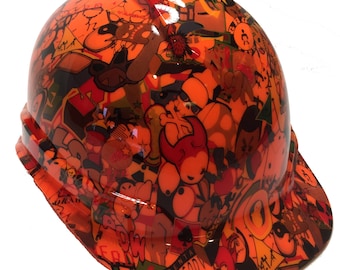 Hard Hat Ridgeline Cap Style Custom Hi Vis Orange Sticker Bomb