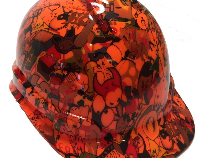 Hard Hat Ridgeline Cap Style Custom Hi Vis Orange Sticker Bomb