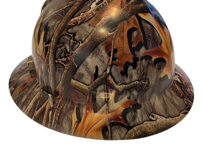 Custom Hydro Dipped Woods Thunder Mountain Hard Hat MSA V-Gard Full Brim