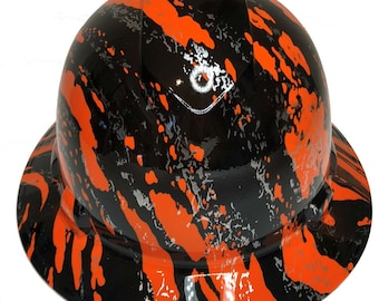 Hydro Getauchter Hard Hat Ridgeline Full Brim Custom Orange Marmor Splash