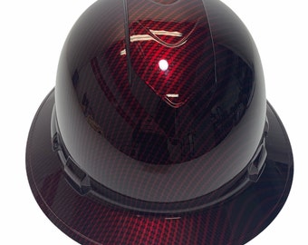 Casco de seguridad rojo Kandy personalizado de fibra de carbono con ala completa sumergida en agua Ridgeline