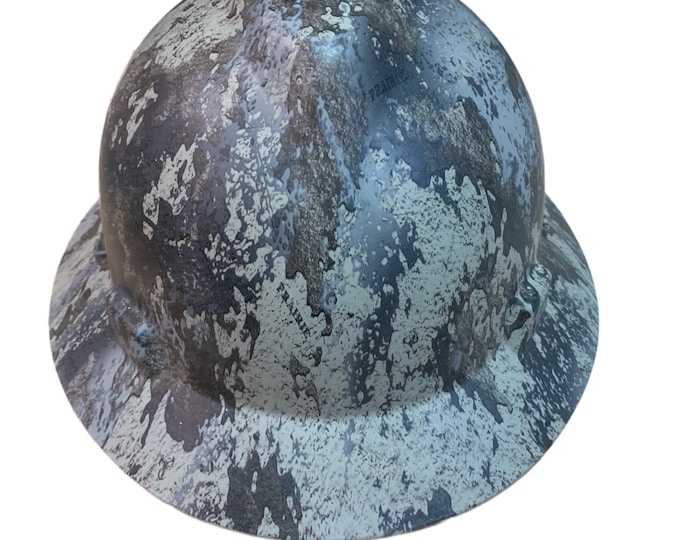 Custom Hard Hat Cool Vanilla STA Prairie Camo Hydro Dipped Full Brim MSA V-Gard