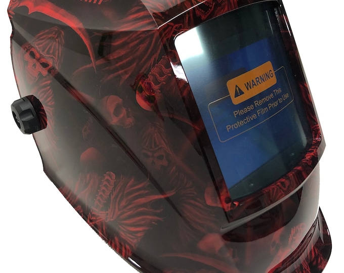 Custom Hydro Dipped Welding Mask WHAM30 Series Auto Dark Red Grim Reaper