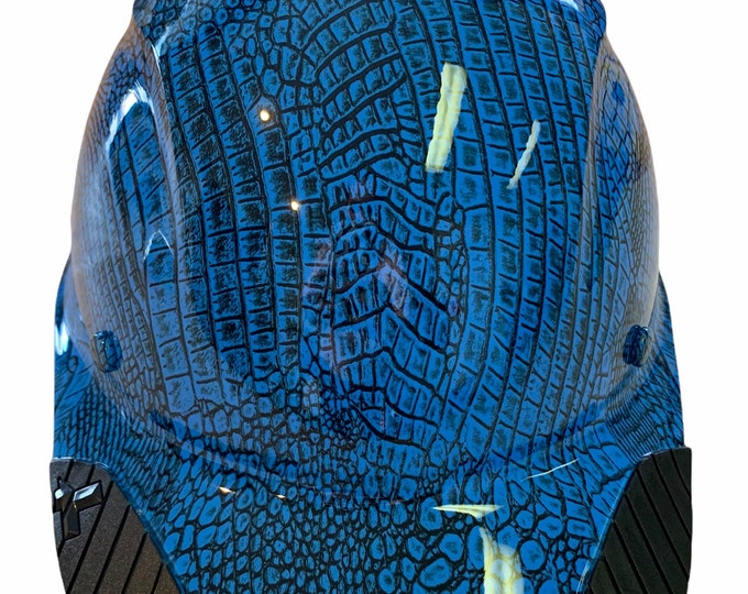 Hydro Dip Oriental Blue Gator Skin Lift DAX Fiber HDFC-17WG Cap Style HardHat