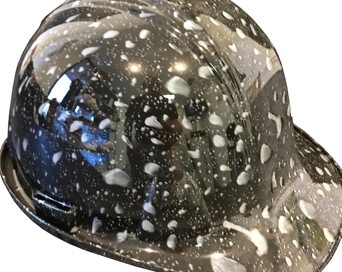 Custom Hydro Dipped Hard Hat SL Series Cap Style Custom Black Raindrops