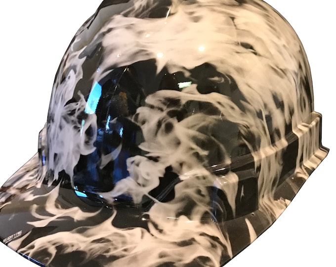 Hard Hat Ridgeline Cap Style Custom White Flames