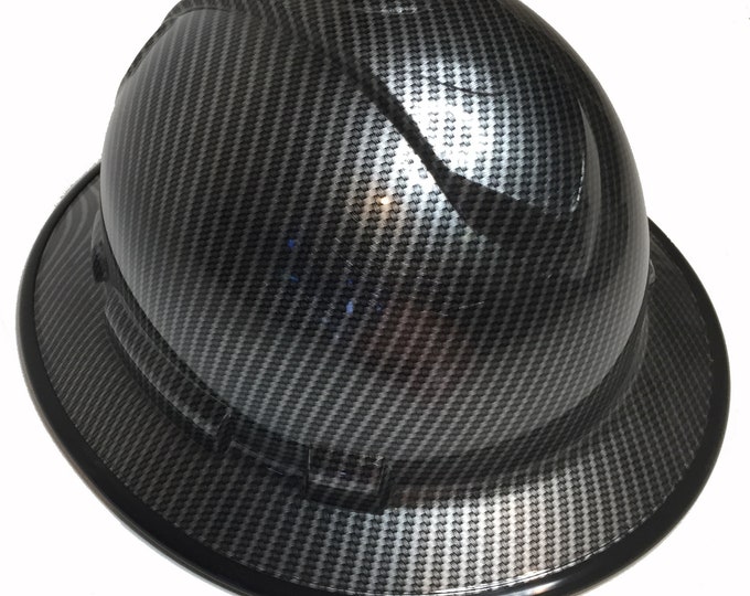 Custom Hard Hat True Weave Carbon Fiber Hydro Dipped W/ Black EdgeGard Full Brim Ridgeline