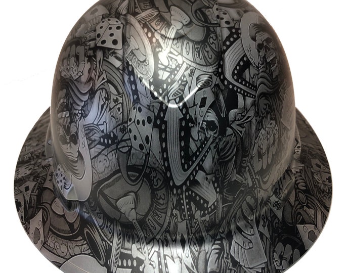 Custom Hard Hat Silver Metallic Gambler Ridgeline Full Brim