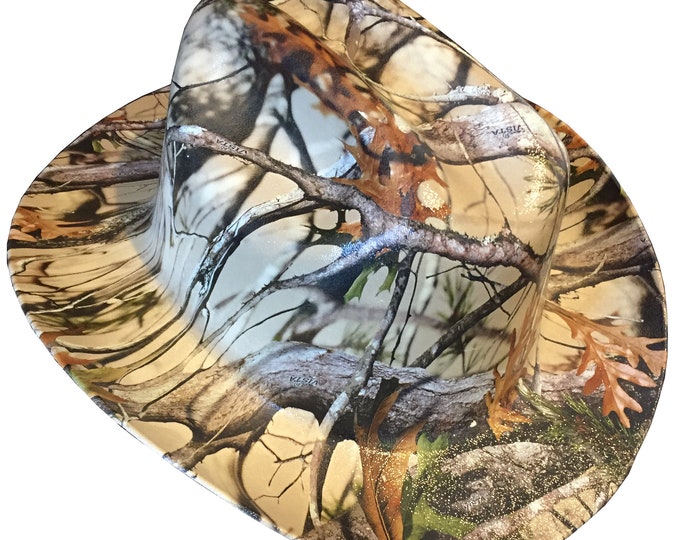 Custom Western Outlaw Hard Hydro Dipped Tan Vista Camo Cowboy Hat