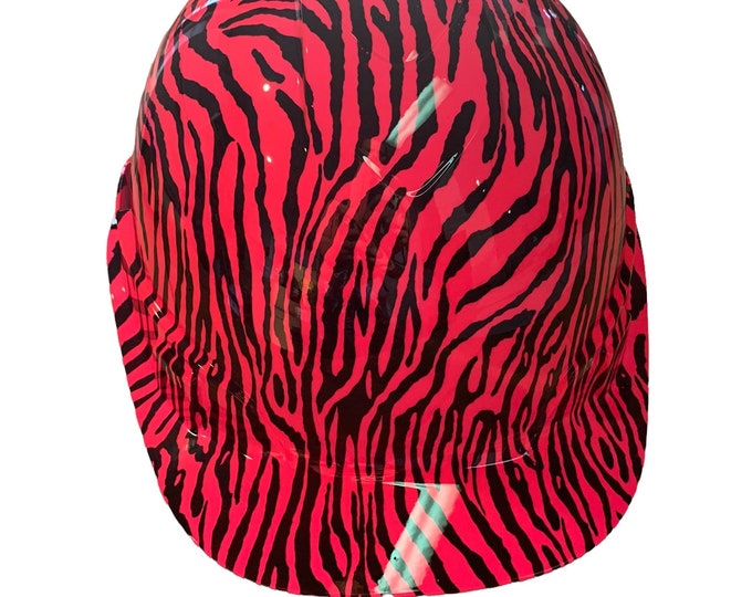Hard Hat Ridgeline Cap Style Custom  hot Pink Zebra Print