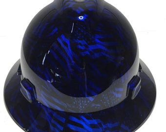 Custom Hydro Dipped Kandy Blue Negative American Flags MSA V-Gard Full Brim
