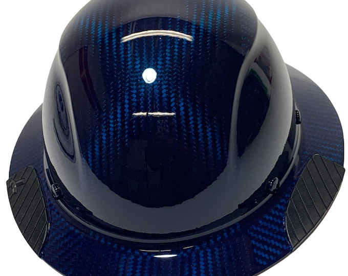 Custom Translucent Teal Lift DAX Carbon Fiber HDC-15KG Full Brim HardHat