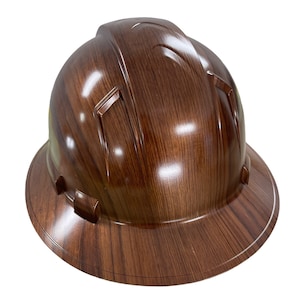 Custom Hard Hat Copper wood grain hydro dipped Full Brim Ridgeline