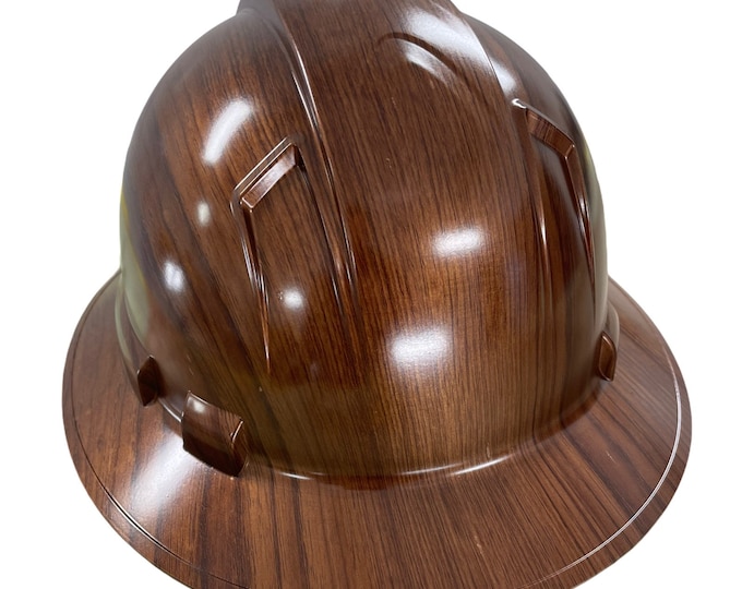 Custom Hard Hat Copper wood grain hydro dipped Full Brim Ridgeline