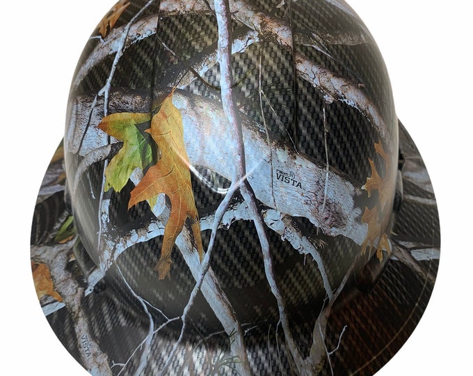 Custom Hydro Dipped  Carbon Fiber Vista Camo Ridgeline Full Brim Vented Hard Hat