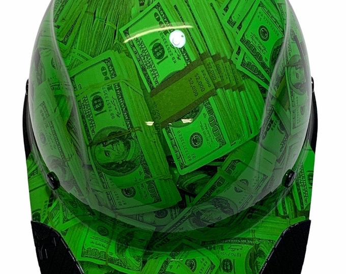 Custom Hydro Dipped Black and Green 100 Stacks Lift DAX Fifty 50 Carbon Fiber HDC50C-20GC Cap Style HardHat