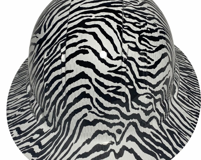 Custom Hydro Dipped White Carbon Fiber Zebra Full Brim Ridgeline Hard Hat