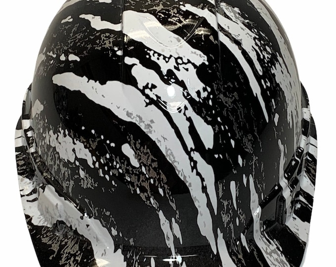 Hard Hat Ridgeline Cap Style Custom Hydro Dipped White Marble Splash