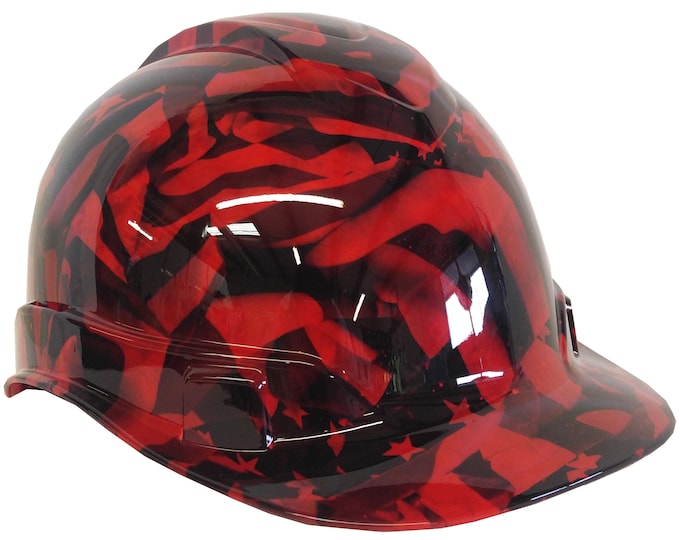 Hard Hat Ridgeline Cap Style Custom Red Midnight American Flags