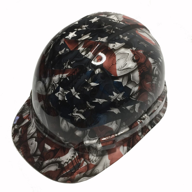 Custom Hard Hat American Flag Insanity Skulls Cap Style - Etsy