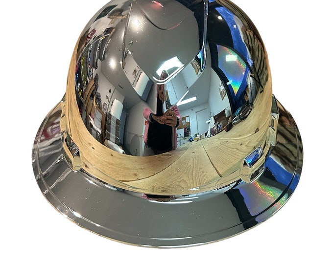 Custom Hydro Dipped  Chrome Ridgeline Full Brim Vented Hard Hat