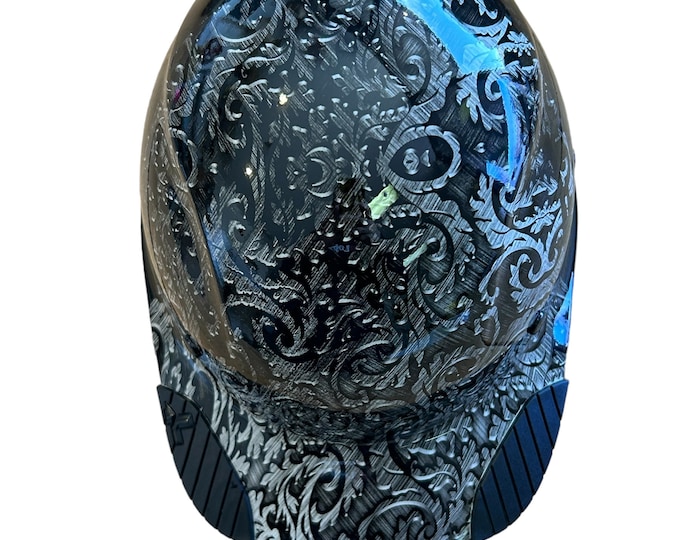 Custom Hydro Dipped Black and White Dark Lilies Lift DAX Fifty 50 Carbon Fiber HDC50C-20GC Cap Style HardHat