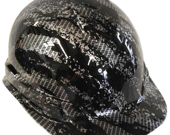 Custom Hard Hat Ridgeline Cap Style Hydro Dipped Carbon Fiber Marble Splash