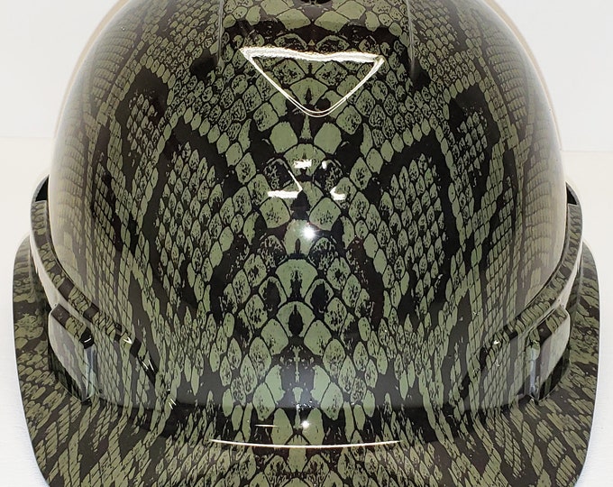 Hydro Dip Hard Hat Green Snake Skin Pyramex Ridgeline Protective Helmet