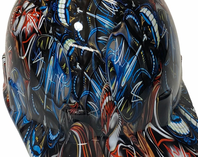 Custom Hydro Dipped Pinstripe Skulls Colored Bump Cap