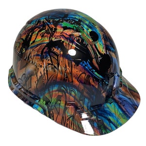 Custom Oil Slick Graffiti Hydro Dipped Klein Tools Hard Hat Cap Style Vented