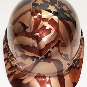 Hydro Dip Copper Metallic American Flags Pyramex Ridgeline Hard Hat