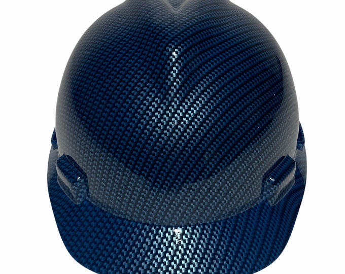 Custom Hard Hat Teal Blue Carbon Fiber dipped MSA V-Gard Cap Style